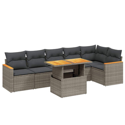Set Divani da Giardino 7 pz con Cuscini Grigio in Polyrattan - homemem39