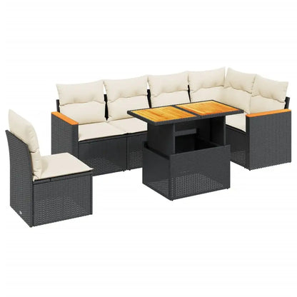 Set Divani da Giardino con Cuscini 7pz Nero Polyrattan - homemem39