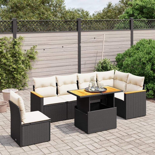 Set Divani da Giardino con Cuscini 7pz Nero Polyrattan - homemem39