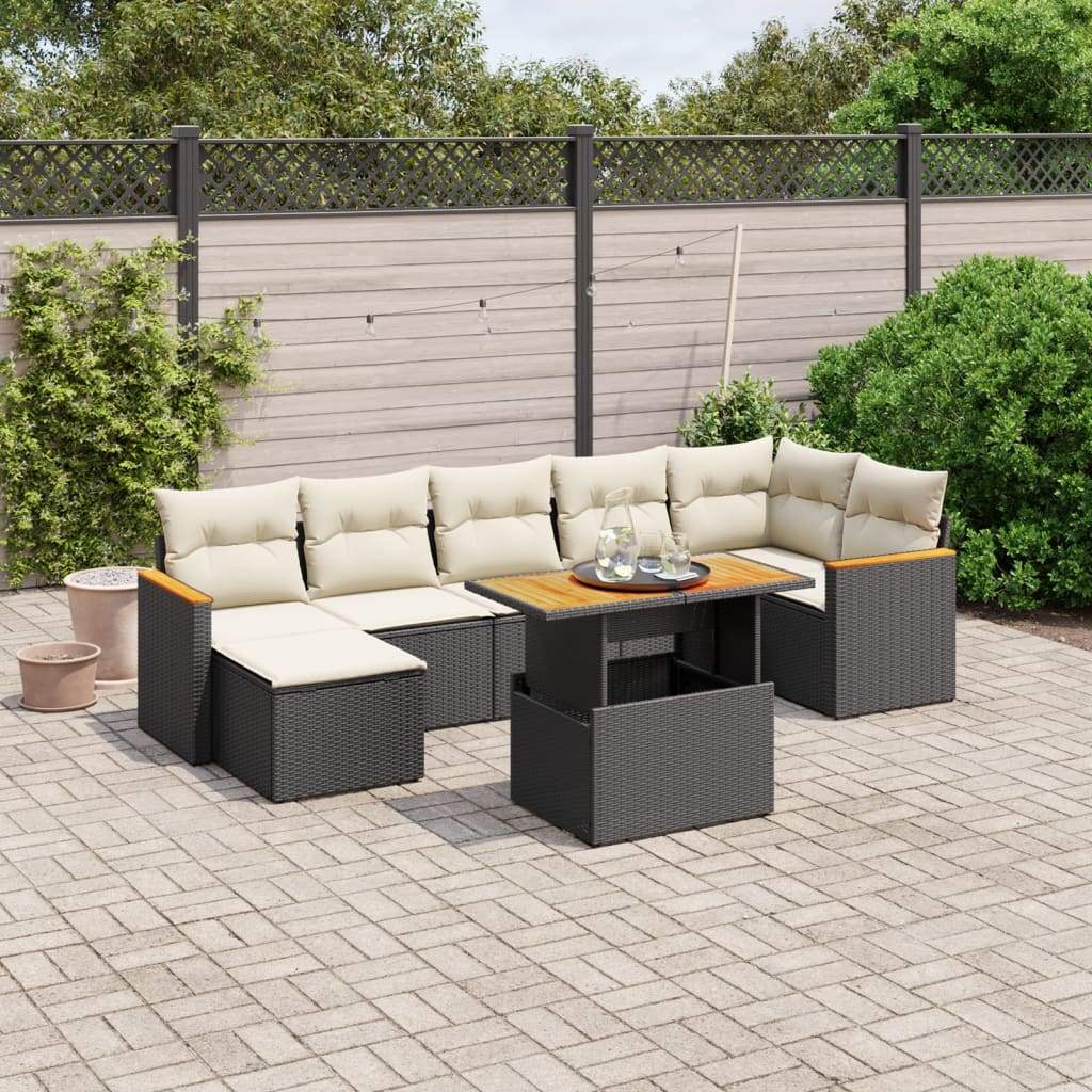 Set Divani da Giardino con Cuscini 8 pz Nero in Polyrattan - homemem39