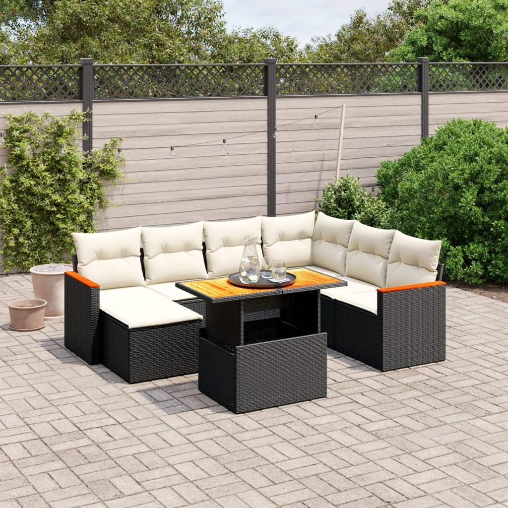 Set Divani da Giardino con Cuscini 8 pz Nero in Polyrattan - homemem39