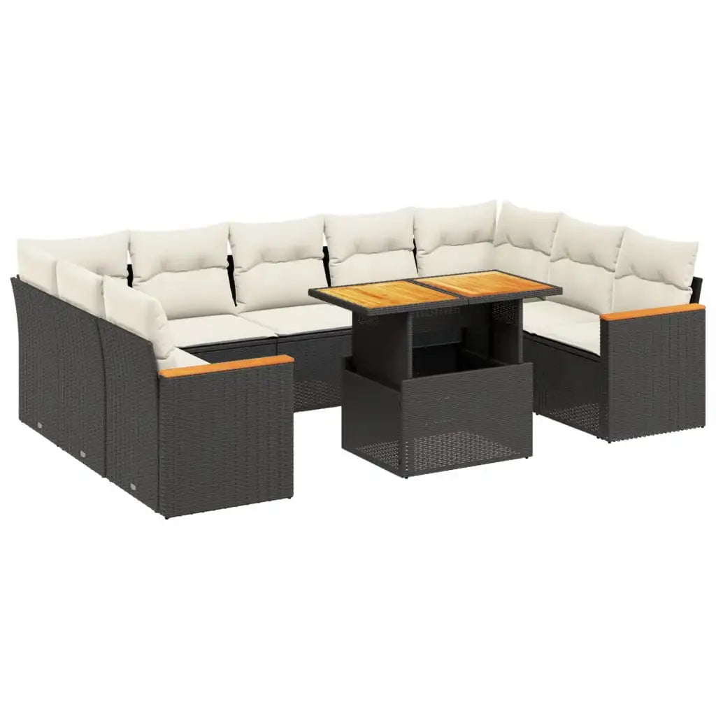 Set Divani da Giardino 11 pz con Cuscini in Polyrattan Nero - homemem39