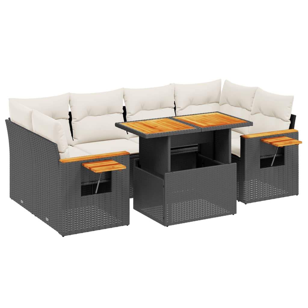 Set Divani da Giardino con Cuscini 7pz Nero Polyrattan - homemem39