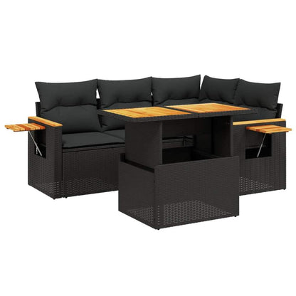 Set Divani da Giardino 5 pz con Cuscini in Polyrattan Nero - homemem39
