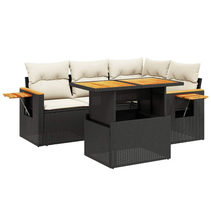 Set Divani da Giardino 5 pz con Cuscini in Polyrattan Nero - homemem39