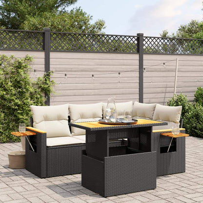 Set Divani da Giardino 5 pz con Cuscini in Polyrattan Nero - homemem39