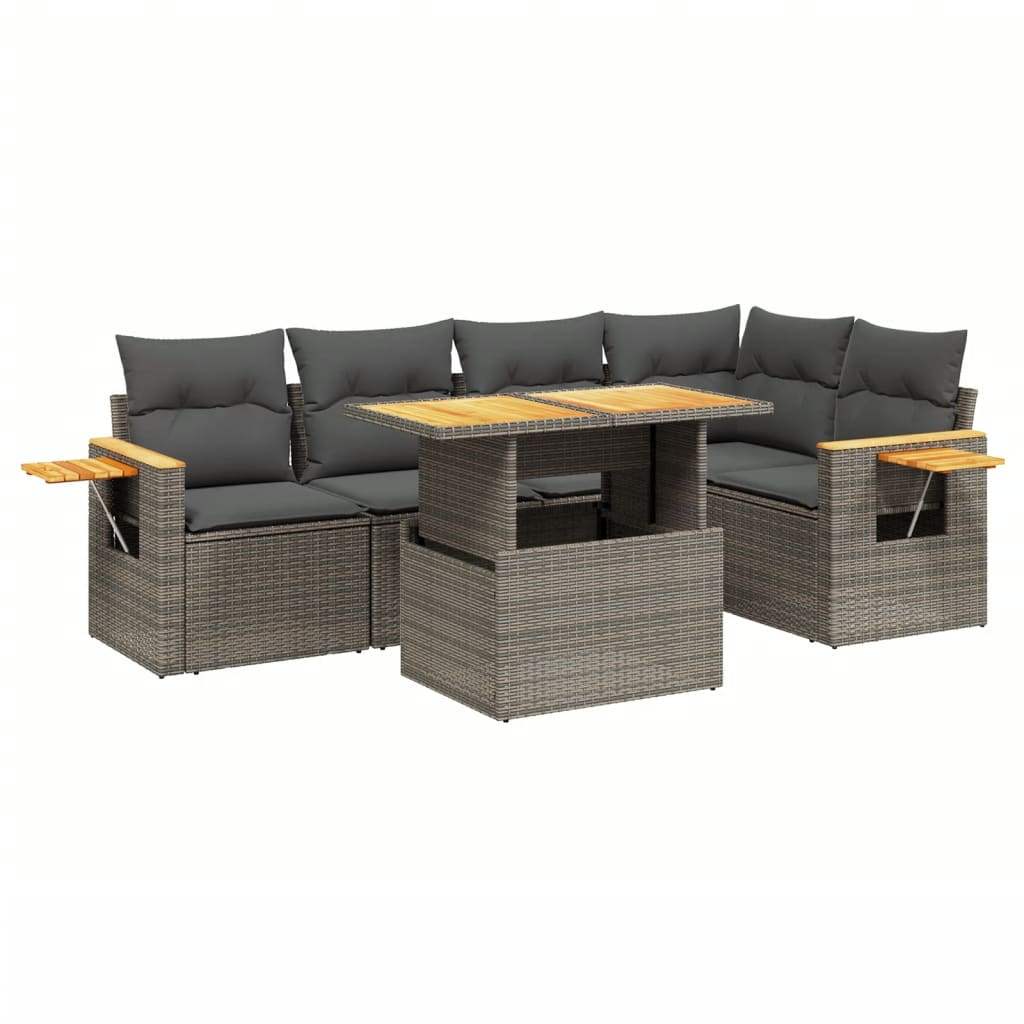 Set Divano da Giardino 6 pz con Cuscini Grigio in Polyrattan - homemem39