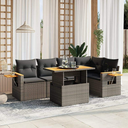 Set Divano da Giardino 6 pz con Cuscini Grigio in Polyrattan - homemem39
