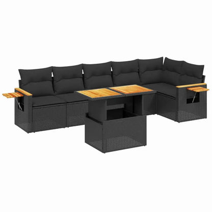 Set Divani da Giardino con Cuscini 7pz Nero Polyrattan - homemem39
