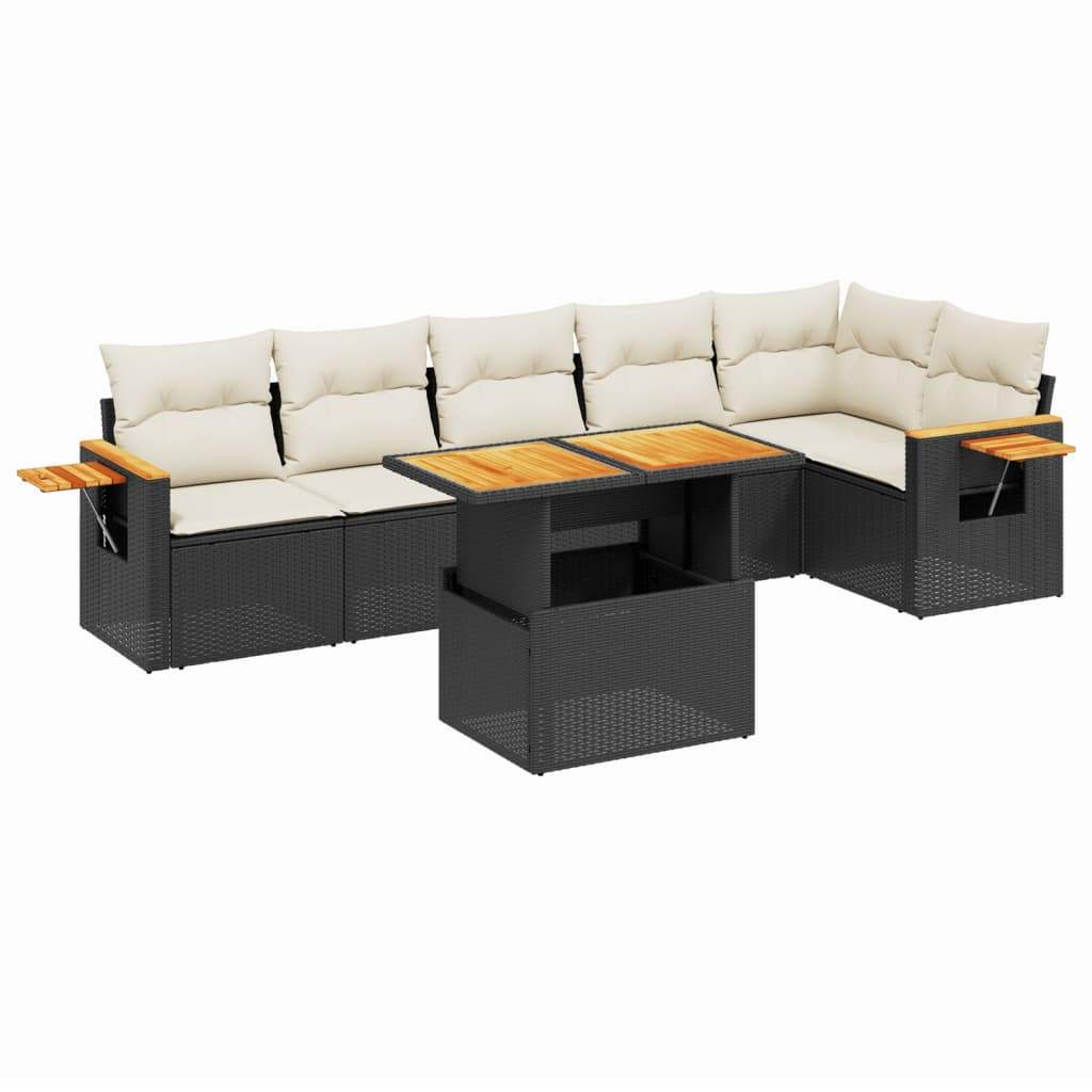 Set Divani da Giardino con Cuscini 7pz Nero Polyrattan - homemem39