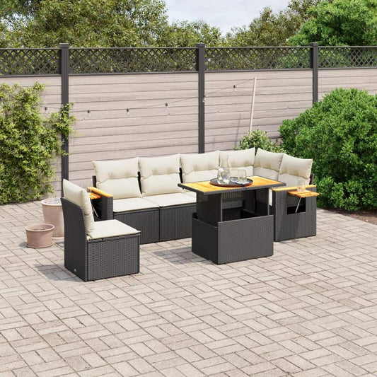 Set Divani da Giardino con Cuscini 7pz Nero Polyrattan - homemem39