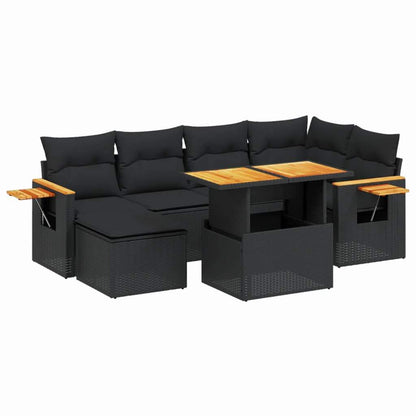 Set Divani da Giardino con Cuscini 7pz Nero Polyrattan - homemem39