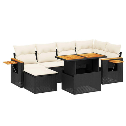 Set Divani da Giardino con Cuscini 7pz Nero Polyrattan - homemem39