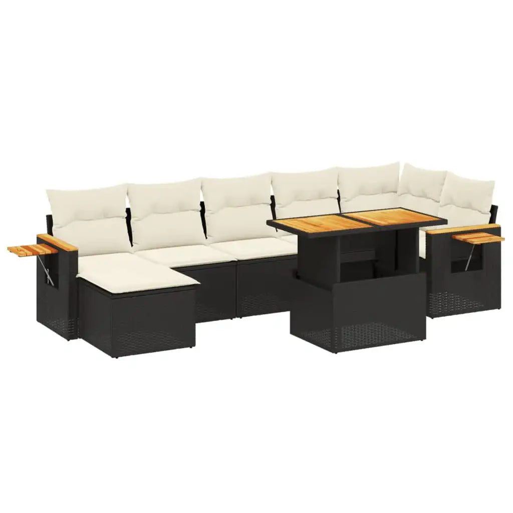 Set Divani da Giardino con Cuscini 8 pz Nero in Polyrattan - homemem39