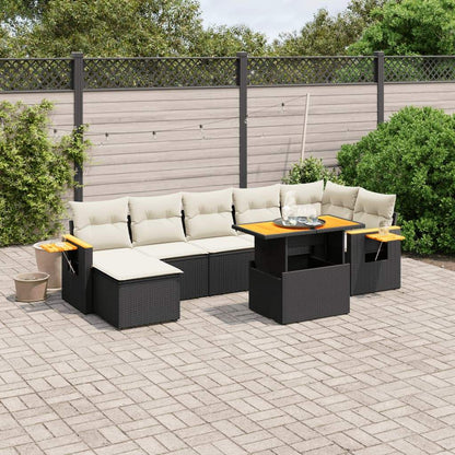 Set Divani da Giardino con Cuscini 8 pz Nero in Polyrattan - homemem39