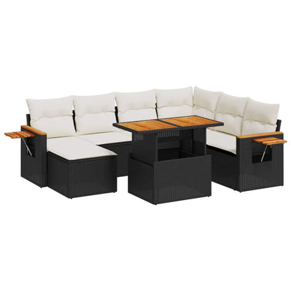 Set Divani da Giardino con Cuscini 8 pz Nero in Polyrattan - homemem39