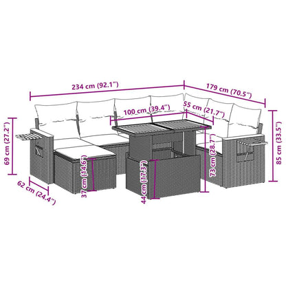 Set Divani da Giardino con Cuscini 8 pz Nero in Polyrattan - homemem39