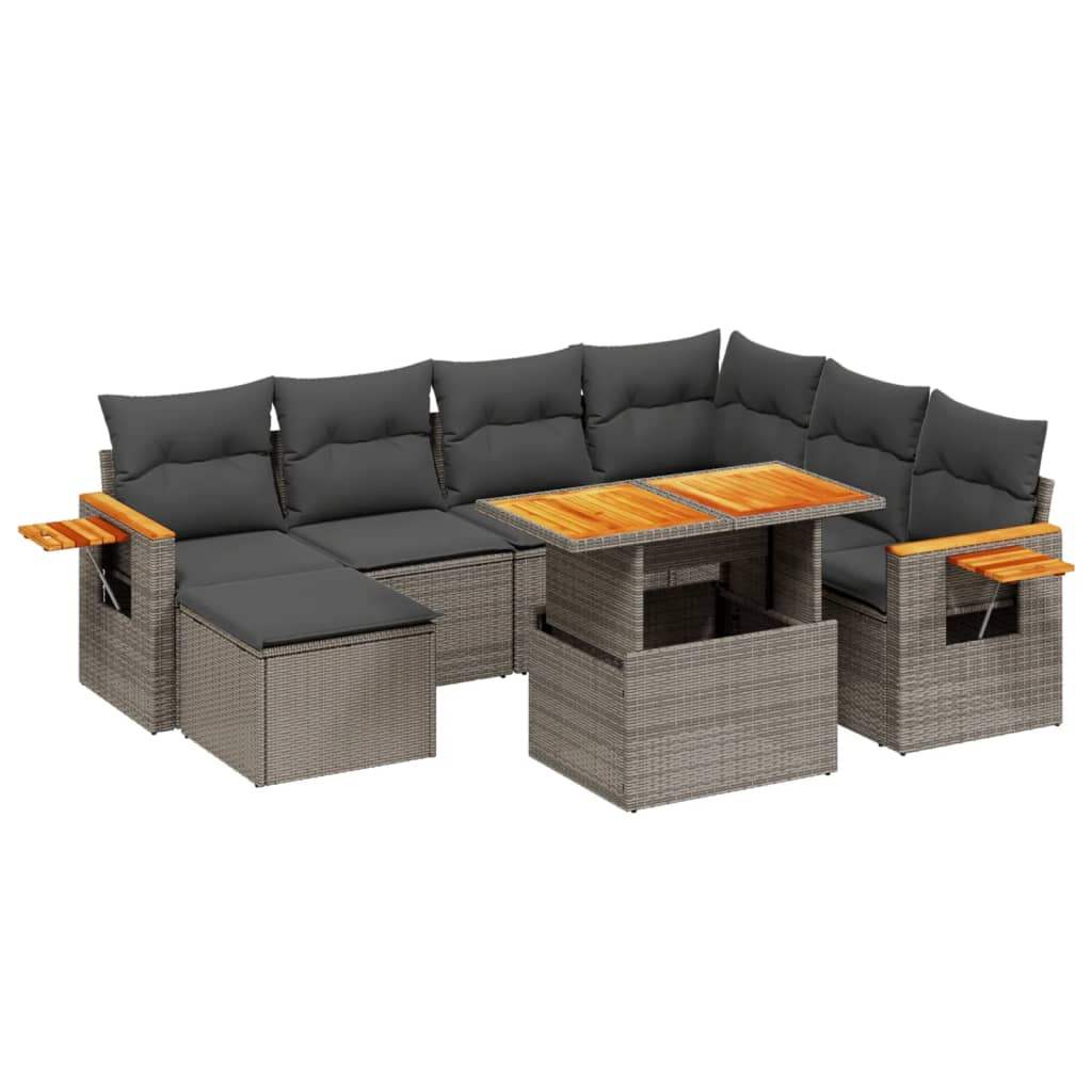 Set Divano da Giardino 8 pz con Cuscini Grigio in Polyrattan - homemem39