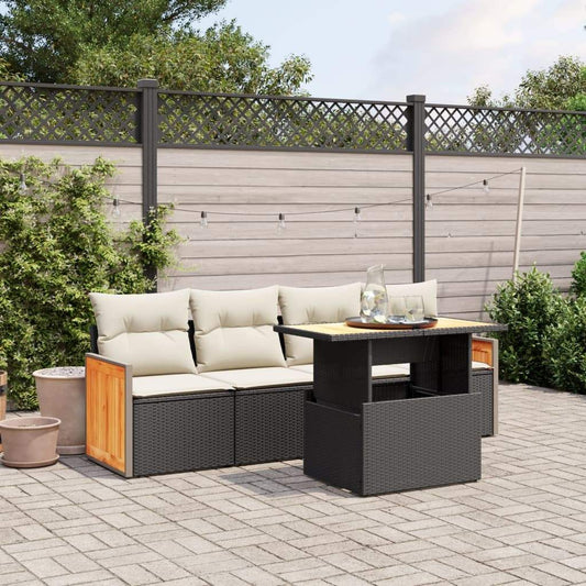 Set Divani da Giardino 5 pz con Cuscini in Polyrattan Nero - homemem39