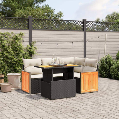 Set Divani da Giardino 5 pz con Cuscini in Polyrattan Nero - homemem39