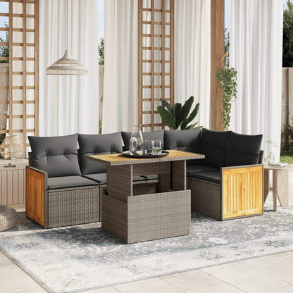 Set Divano da Giardino 6 pz con Cuscini Beige in Polyrattan - homemem39