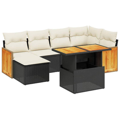 Set Divani da Giardino con Cuscini 7pz Nero Polyrattan - homemem39