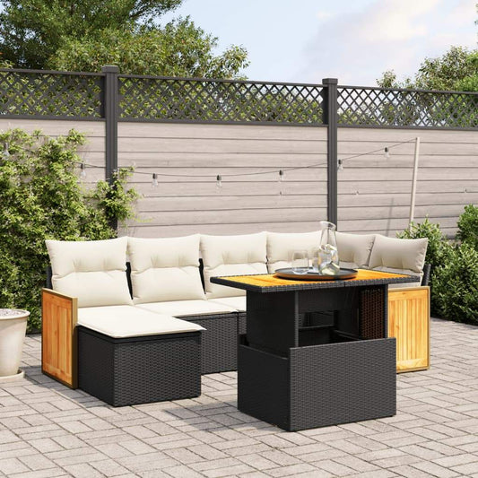 Set Divani da Giardino con Cuscini 7pz Nero Polyrattan - homemem39