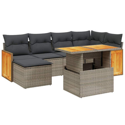Set Divani da Giardino 7 pz con Cuscini Grigio in Polyrattan - homemem39