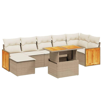 Set Divano da Giardino 8 pz con Cuscini Beige in Polyrattan - homemem39