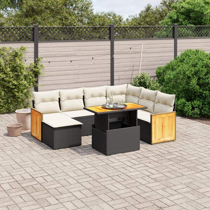 Set Divani da Giardino con Cuscini 8 pz Nero in Polyrattan - homemem39