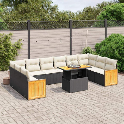 Set Divani da Giardino 11 pz con Cuscini in Polyrattan Nero - homemem39