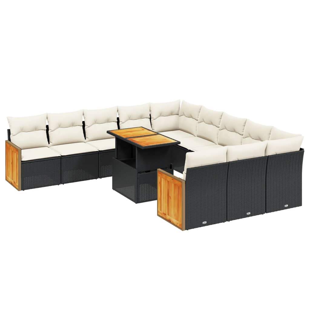 Set Divani da Giardino 11 pz con Cuscini in Polyrattan Nero - homemem39