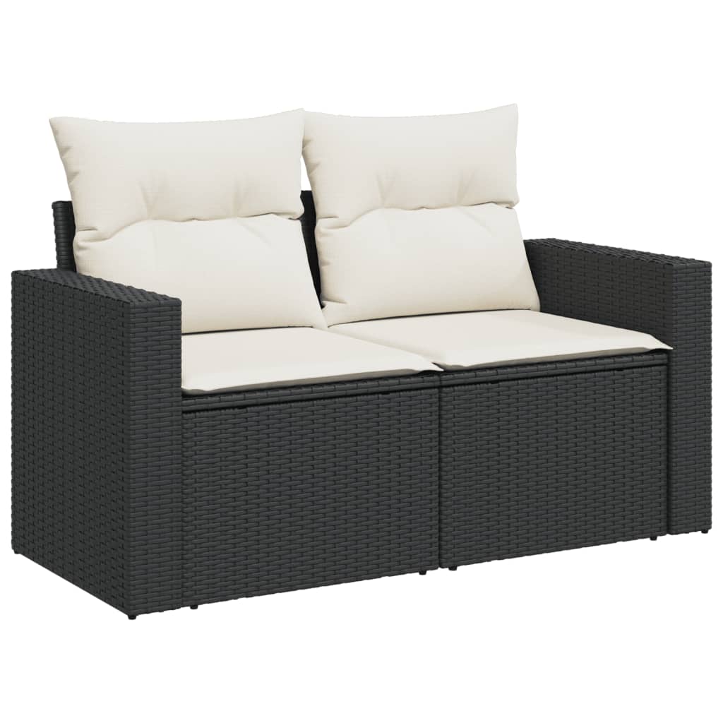 Set Divani da Giardino 11 pz con Cuscini in Polyrattan Nero | homemem39