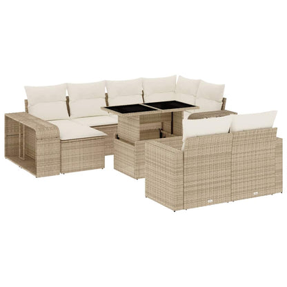 Set Divani da Giardino 11 pz con Cuscini Beige in Polyrattan - homemem39