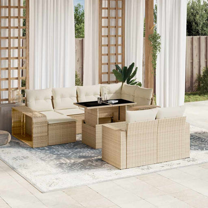 Set Divani da Giardino 11 pz con Cuscini Beige in Polyrattan | homemem39
