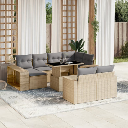 Set Divani da Giardino 11 pz con Cuscini Beige in Polyrattan - homemem39