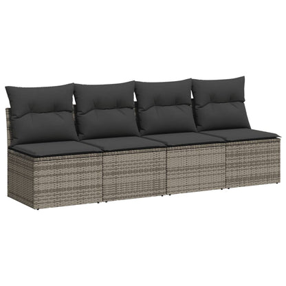 Set Divani da Giardino 11 pz con Cuscini in Polyrattan Grigio