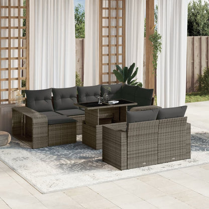 Set Divani da Giardino 11 pz con Cuscini in Polyrattan Grigio - homemem39