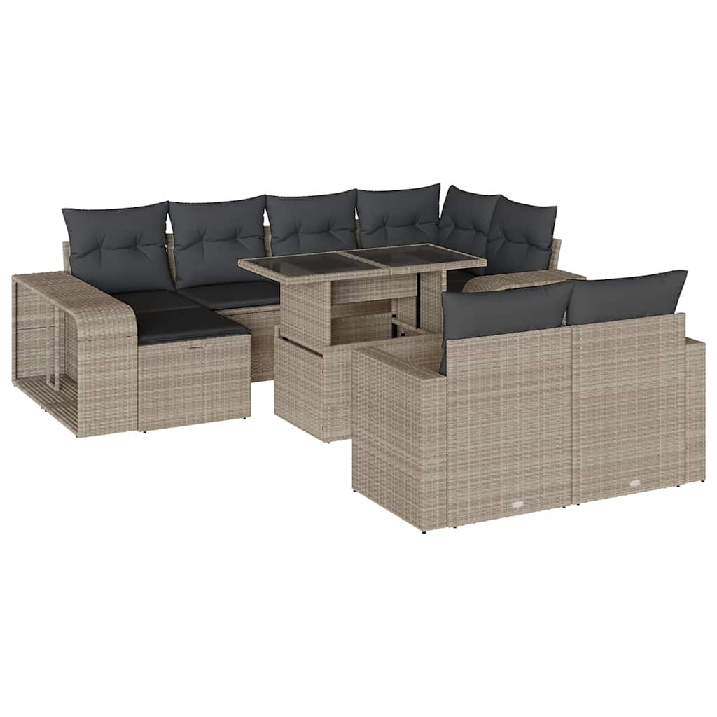 Set Divani da Giardino 11 pz con Cuscini in Polyrattan Grigio - homemem39