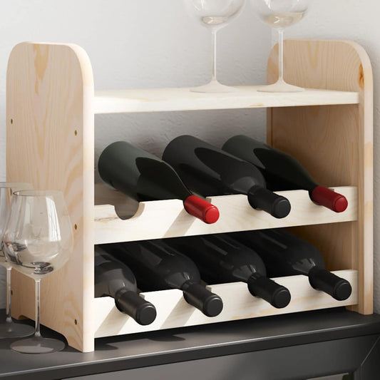 Portavini con Pannello Superiore 43x25x37cm Legno Massello Pino