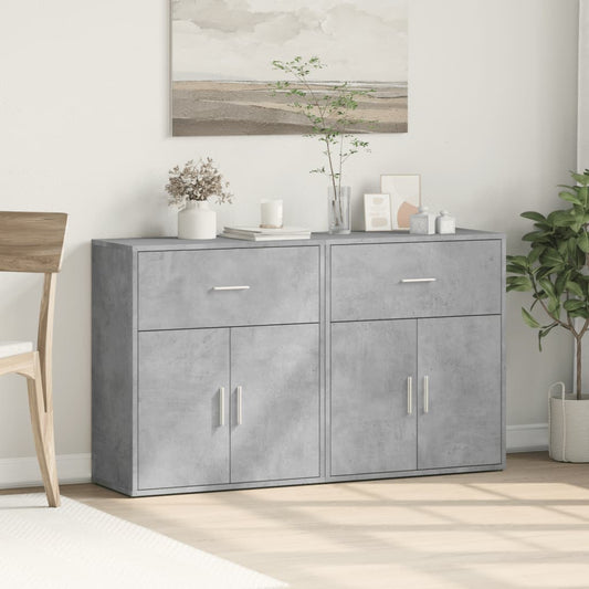 Credenze 2 pz Grigio Cemento 60x31x70 cm in Legno Multistrato - homemem39