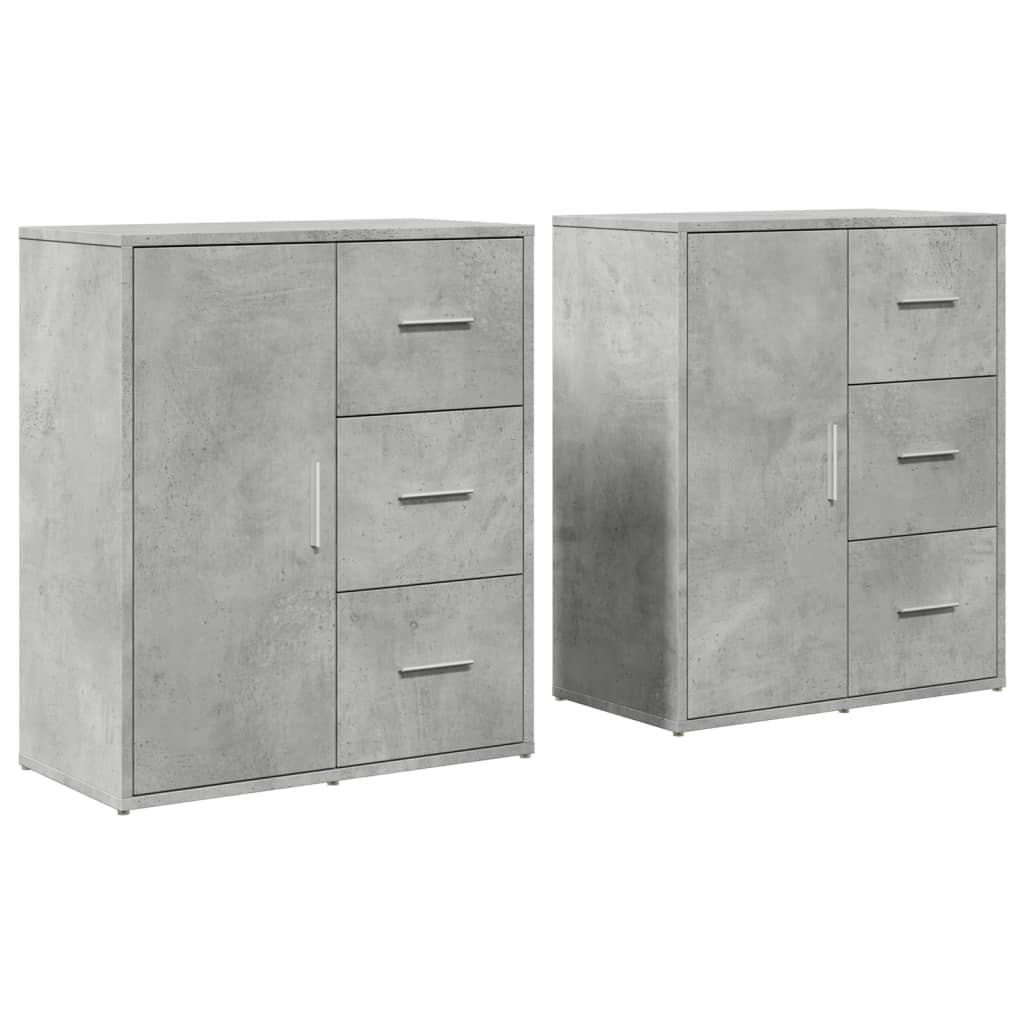 Credenze 2 pz Grigio Cemento 60x31x70 cm in Legno Multistrato - homemem39