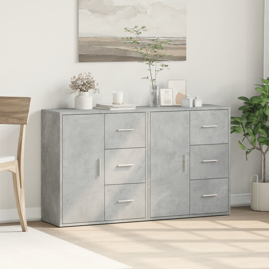 Credenze 2 pz Grigio Cemento 60x31x70 cm in Legno Multistrato