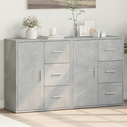 Credenze 2 pz Grigio Cemento 60x31x70 cm in Legno Multistrato - homemem39