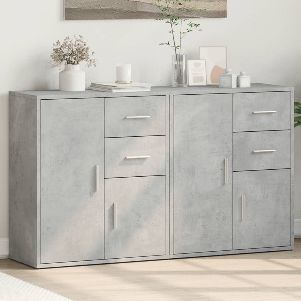 Credenze 2 pz Grigio Cemento 60x31x70 cm in Legno Multistrato - homemem39