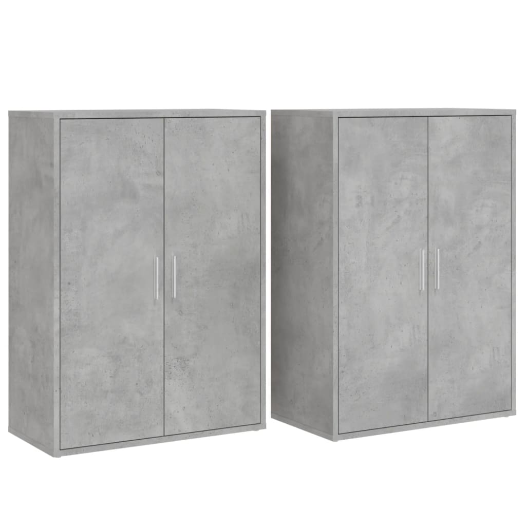 Credenze 2 pz Grigio Cemento 60x31x84 cm in Legno Multistrato