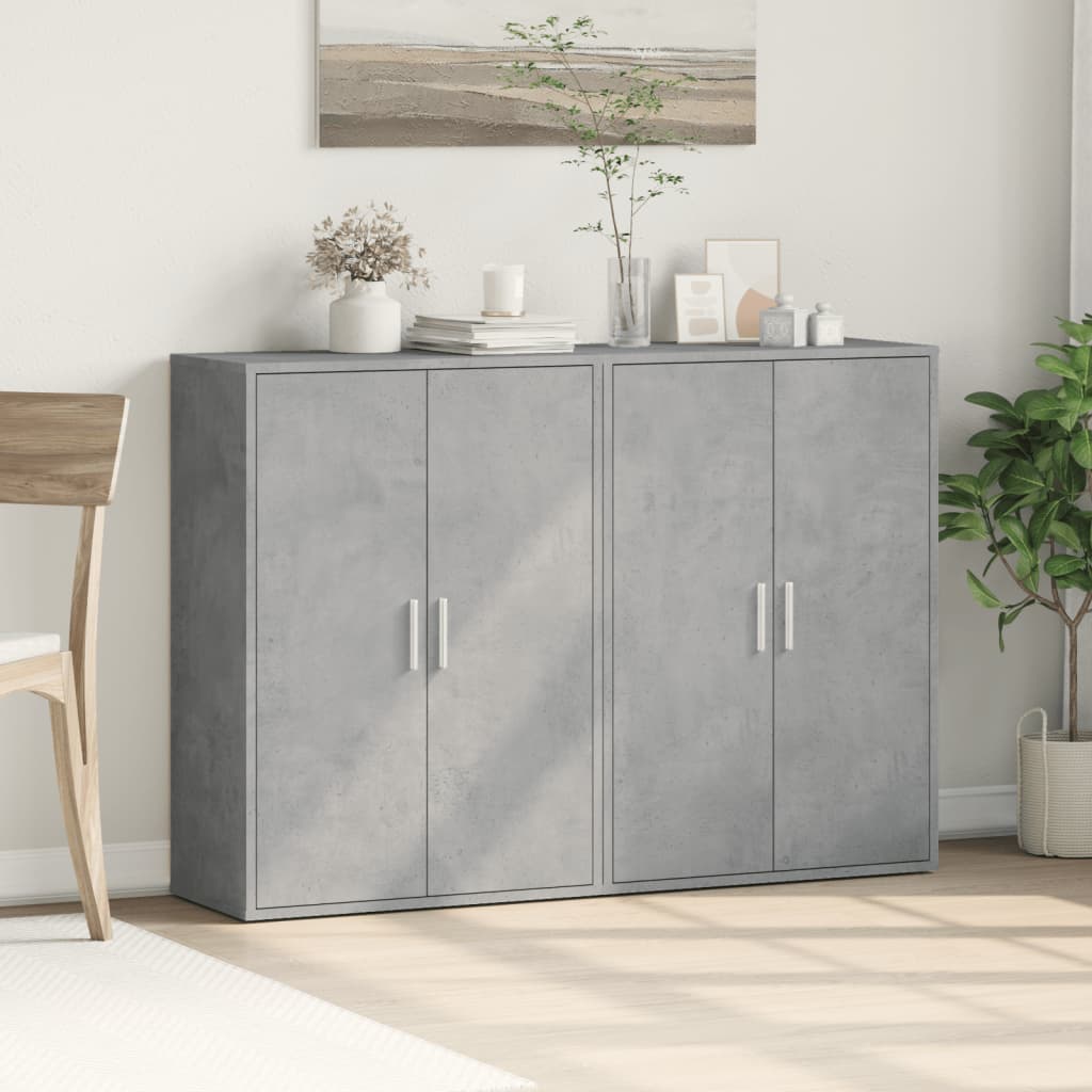 Credenze 2 pz Grigio Cemento 60x31x84 cm in Legno Multistrato - homemem39