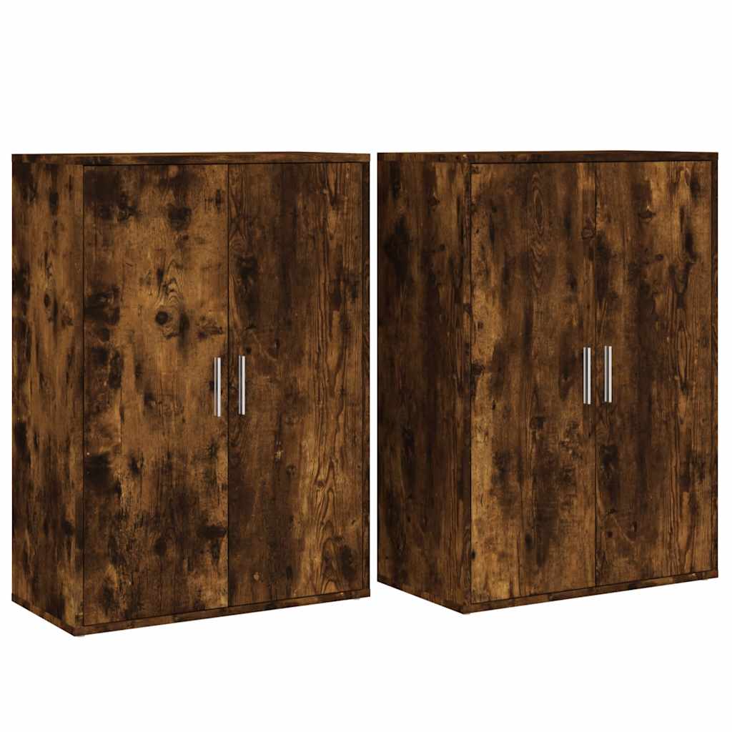 Credenze 2 pz Rovere Fumo 60x31x84 cm in Legno Multistrato | homemem39