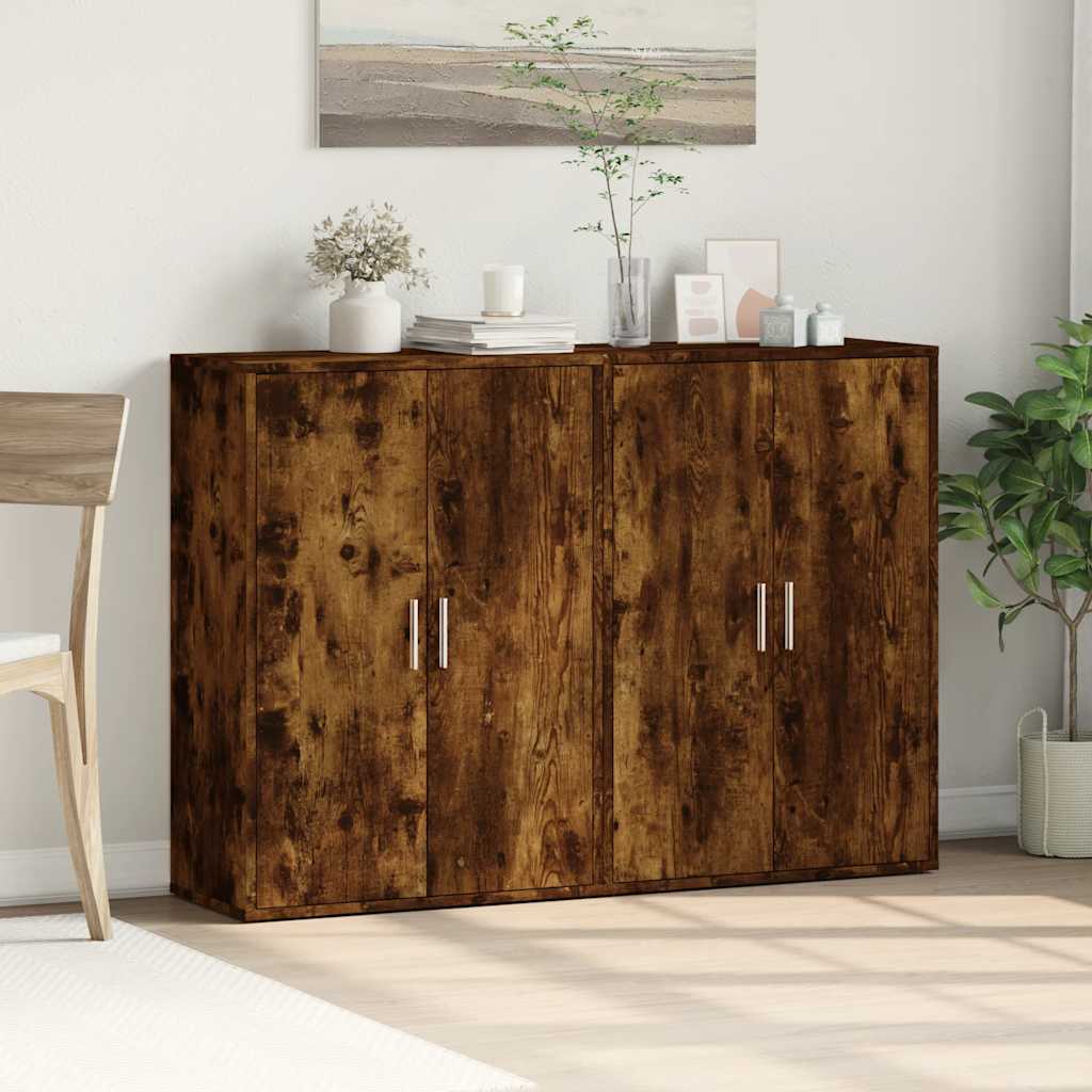 Credenze 2 pz Rovere Fumo 60x31x84 cm in Legno Multistrato | homemem39