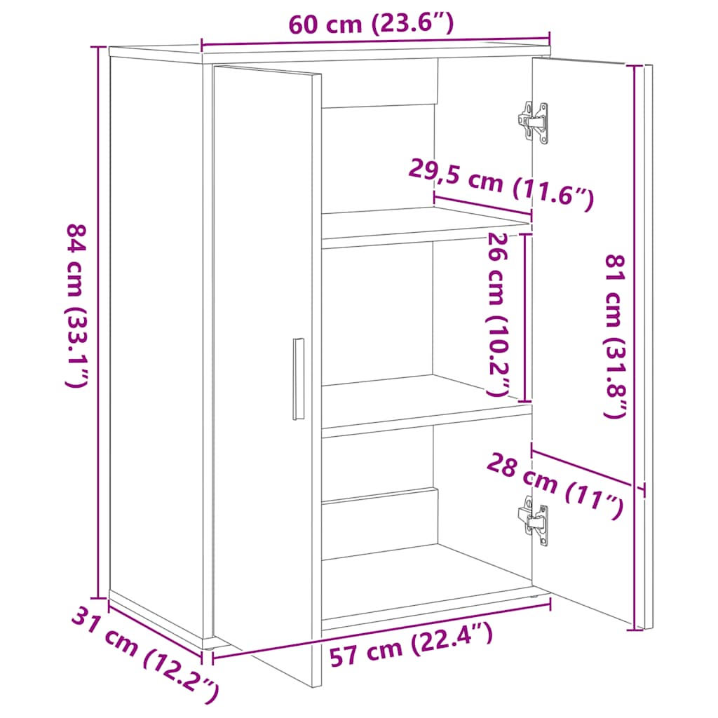 Credenze 2 pz Rovere Fumo 60x31x84 cm in Legno Multistrato | homemem39
